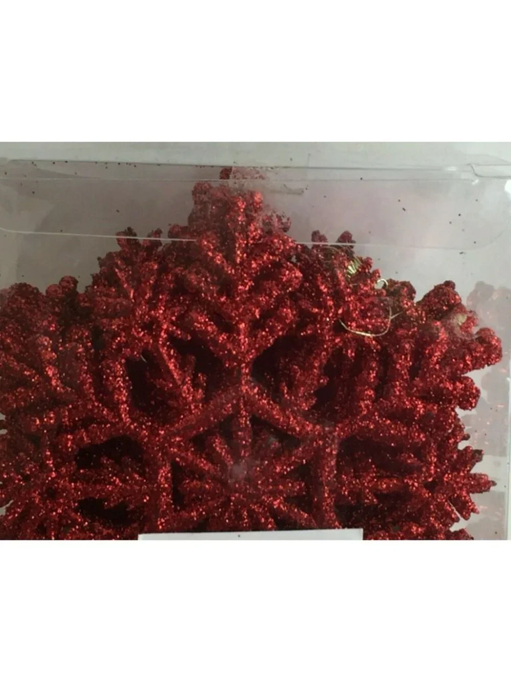 Holiday Time 20-Pack Red Glitter Snowflake Ornaments